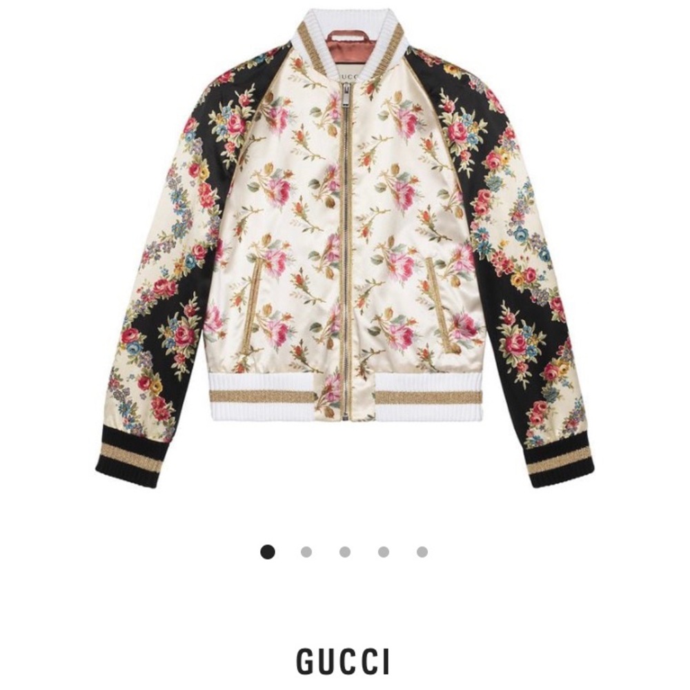 ❌SOLD❌NWT GUCCI ROSE PRINT SILK BOMBER JACKET